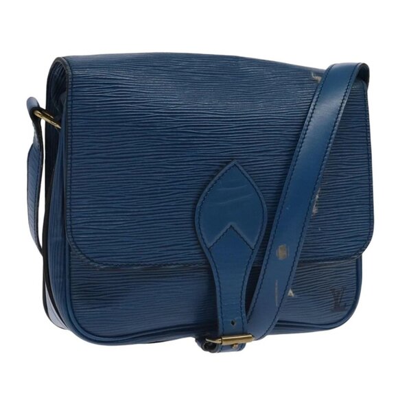 LOUIS VUITTON Epi Cartouchiere MM Shoulder Bag Blue - Picture 1 of 16